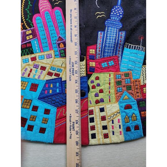 JACKET/TOP-PUSHPA-CITY SCAPE-Black-Bright-Metallic-Appliques-Light Weight-SIZE S - Picture 15 of 16